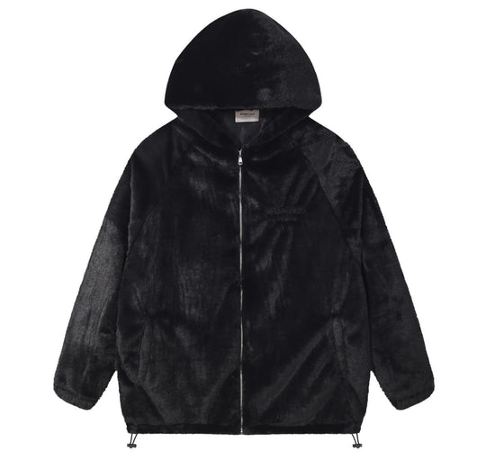 מעיל פרוותי (Faux fur) "ESSENTIALS FOG" בצבע שחור קלאסי