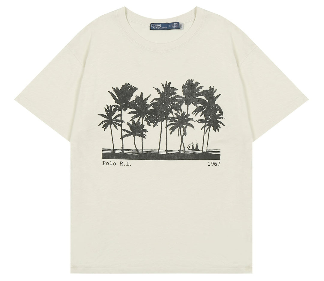 חולצת ראלף לורן בגזרת אוברסייז עם הדפס עצי דקל