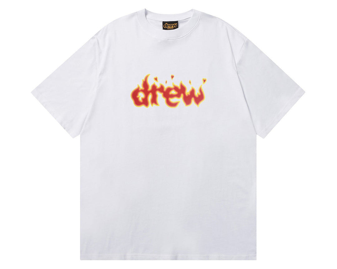 טי שירט "DREW FLAME LOGO" בצבע לבן