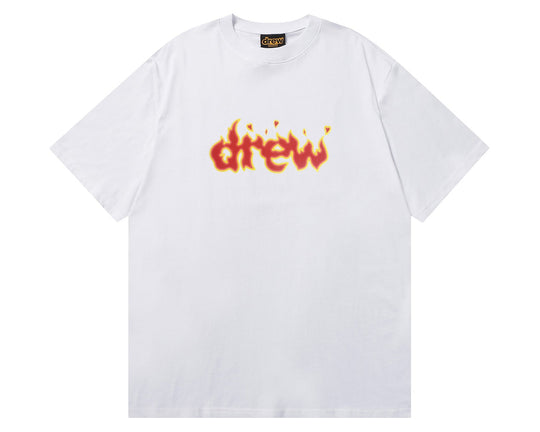 טי שירט "DREW FLAME LOGO" בצבע לבן