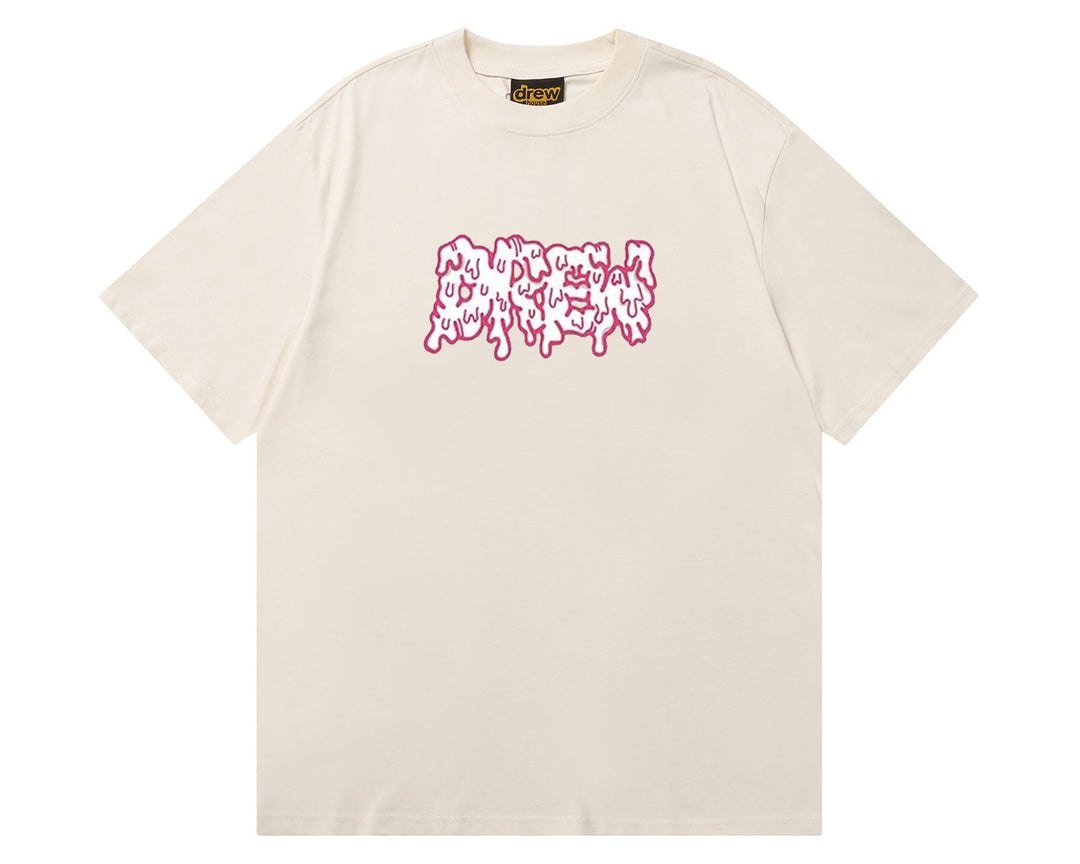 טי שירט "DREW MELTED LOGO" בצבע שמנת