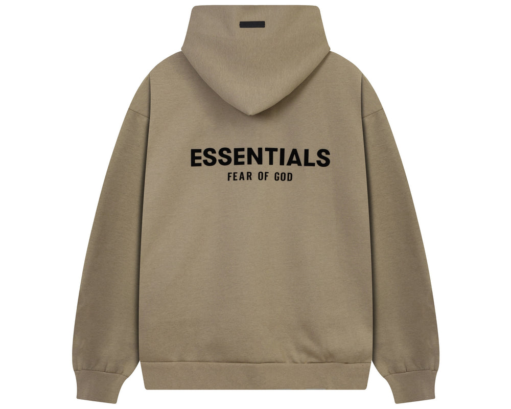 קפוצ'ון "ESSENTIALS FEAR OF GOD" כיתוב כפול בצבע קאמל כהה