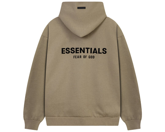 קפוצ'ון "ESSENTIALS FEAR OF GOD" כיתוב כפול בצבע קאמל כהה