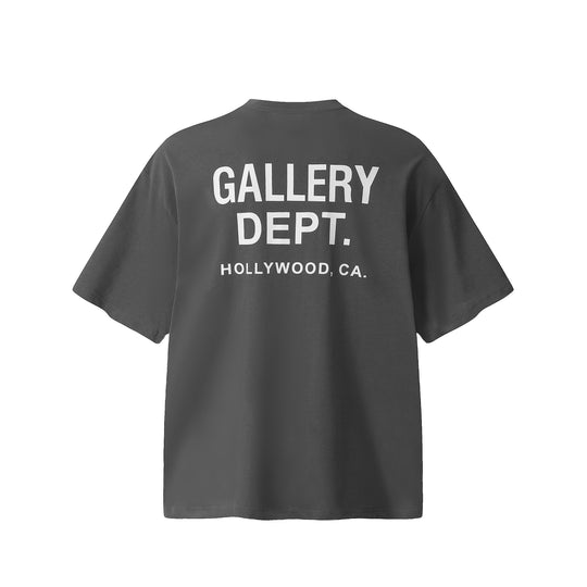 טי שירט גלרי דפט "DOUBLE LOGO HOLLYWOOD"  בצבע אפור כהה