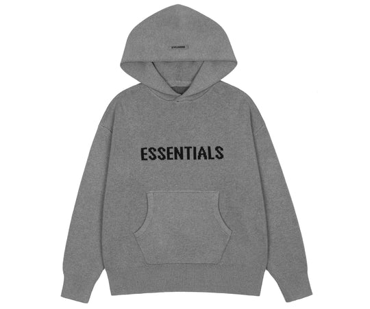 קפוצ'ון סרוג "ESSENTIALS" בצבע אפור