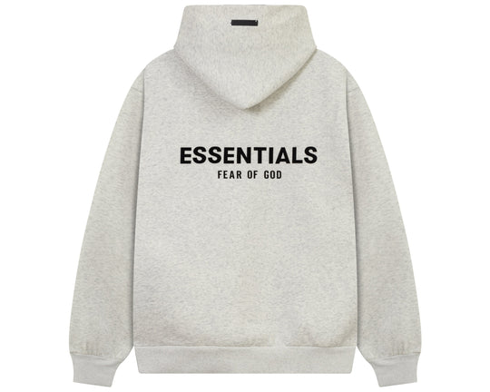 קפוצ'ון "ESSENTIALS FEAR OF GOD" כיתוב כפול בצבע אפור משופשף