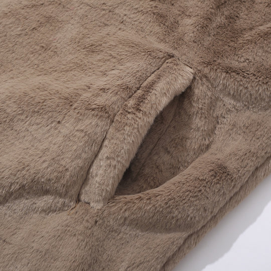 מעיל פרוותי (Faux fur) "ESSENTIALS FOG" בצבע חום בז'