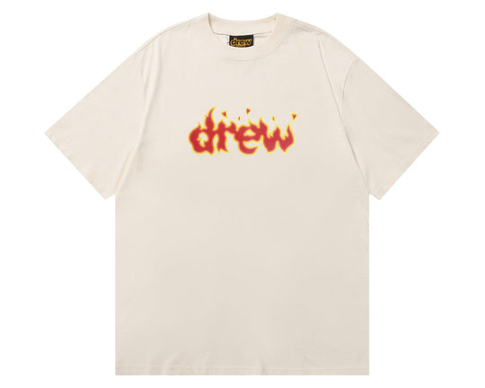 טי שירט "DREW FLAME LOGO" בצבע שמנת