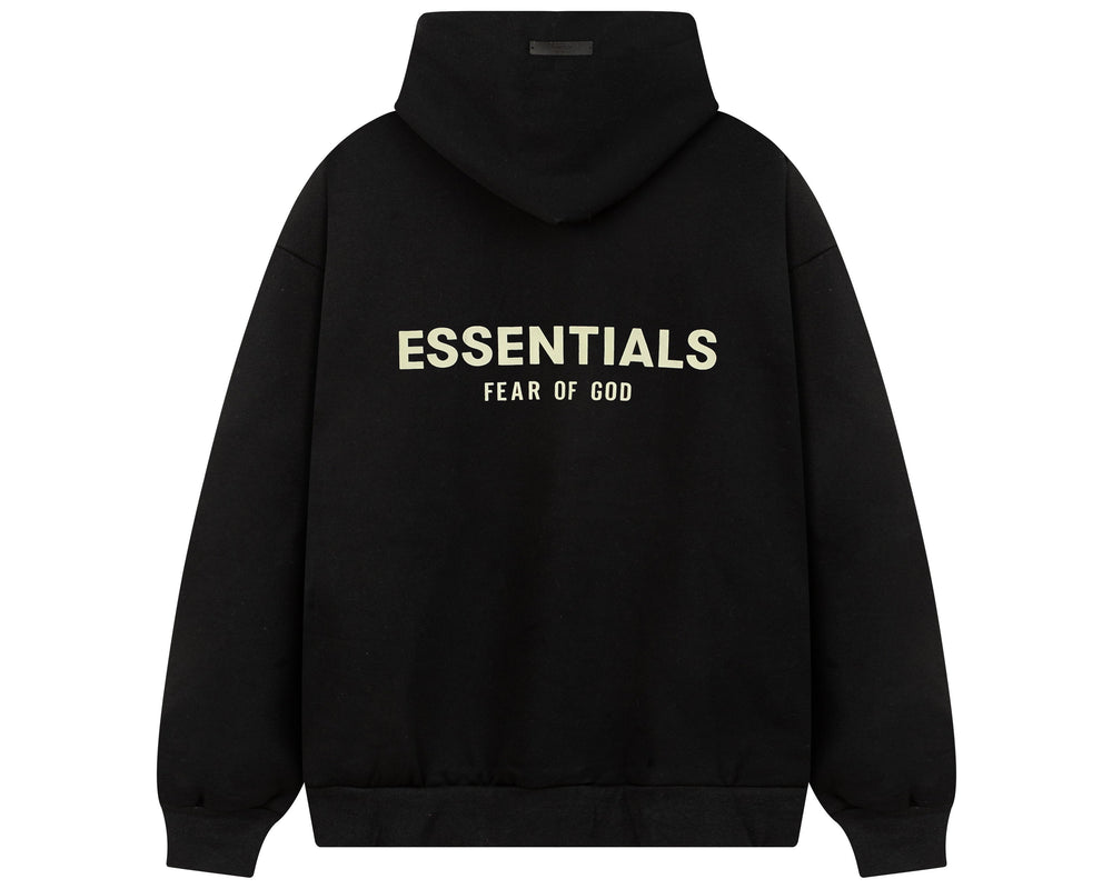 קפוצ'ון "ESSENTIALS FEAR OF GOD" כיתוב כפול בצבע שחור