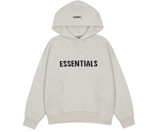 קפוצ'ון סרוג "ESSENTIALS" בצבע אוף וויט