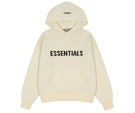 קפוצ'ון סרוג "ESSENTIALS" בצבע שמנת