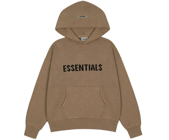 קפוצ'ון סרוג "ESSENTIALS" בצבע חום