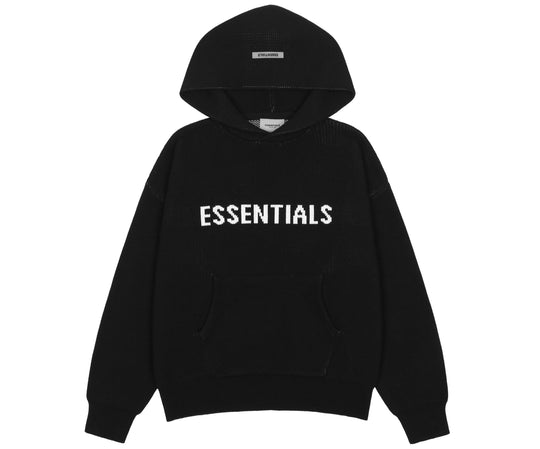 קפוצ'ון סרוג "ESSENTIALS" בצבע שחור