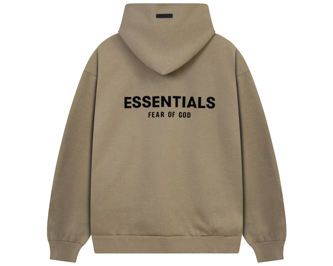 קפוצ'ון "ESSENTIALS FEAR OF GOD" כיתוב כפול בצבע קאמל כהה