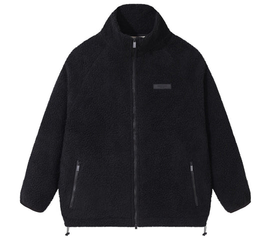 מעיל פליז (Sherpa) "ESSENTIALS FOG" בצבע שחור קלאסי