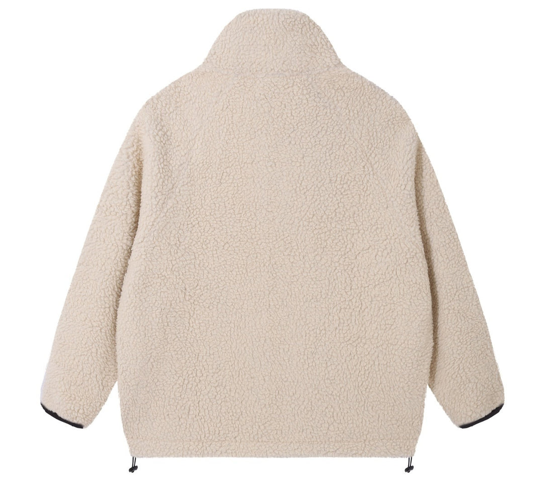 מעיל פליז (Sherpa) "ESSENTIALS FOG" בצבע קרם בהיר